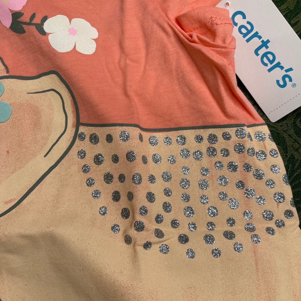 NWt 14 10 7 12 8 6 elephant 3d flowers easter party shirt top birthday carters - Picture 5 of 9